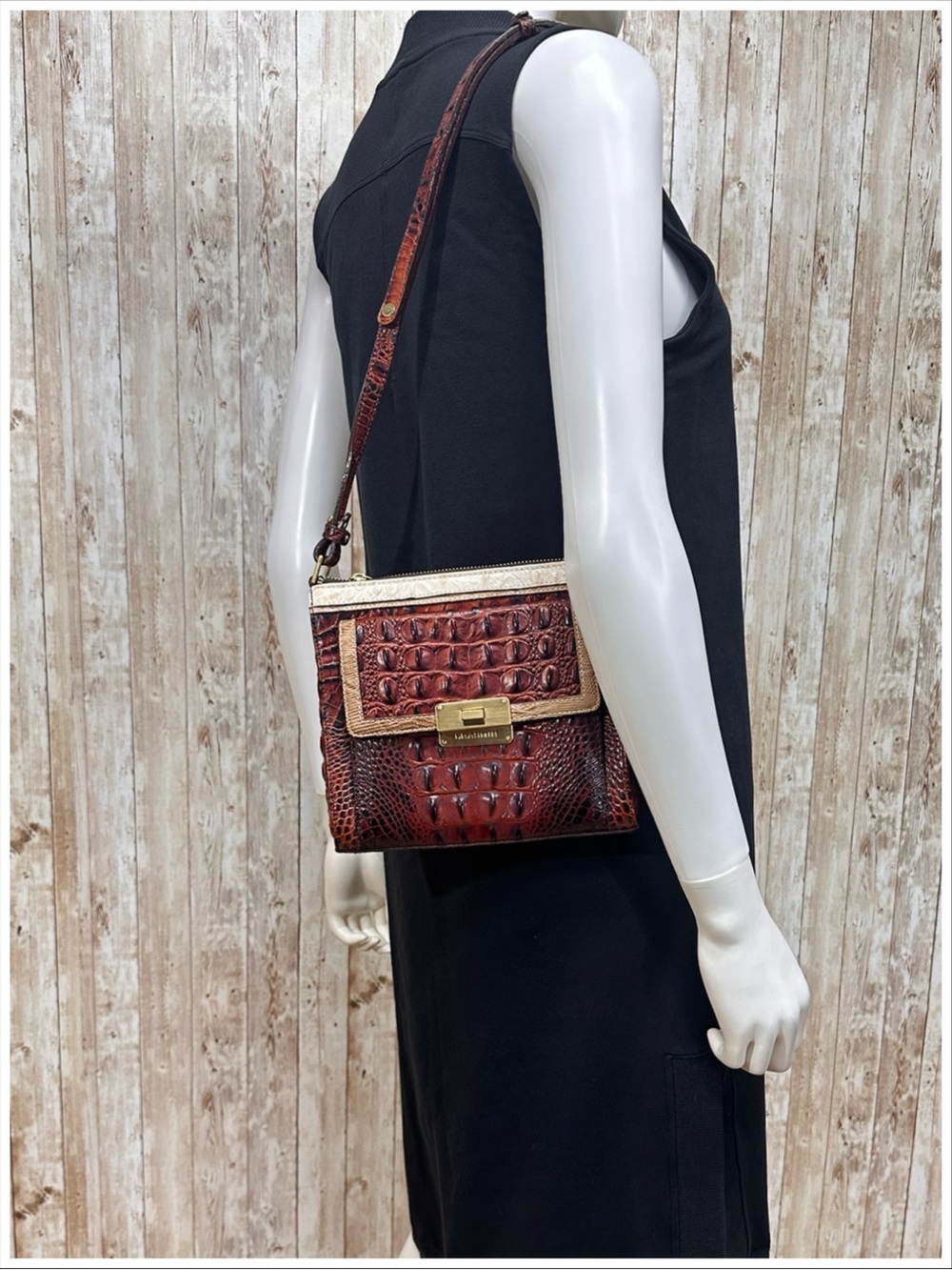 Brahmin Mimosa Tri-Texture / Tri-Color Leather Crossbody